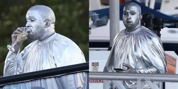 Kanye West paints entire body silver to perform the birth of Jesus Christ play (Photos)